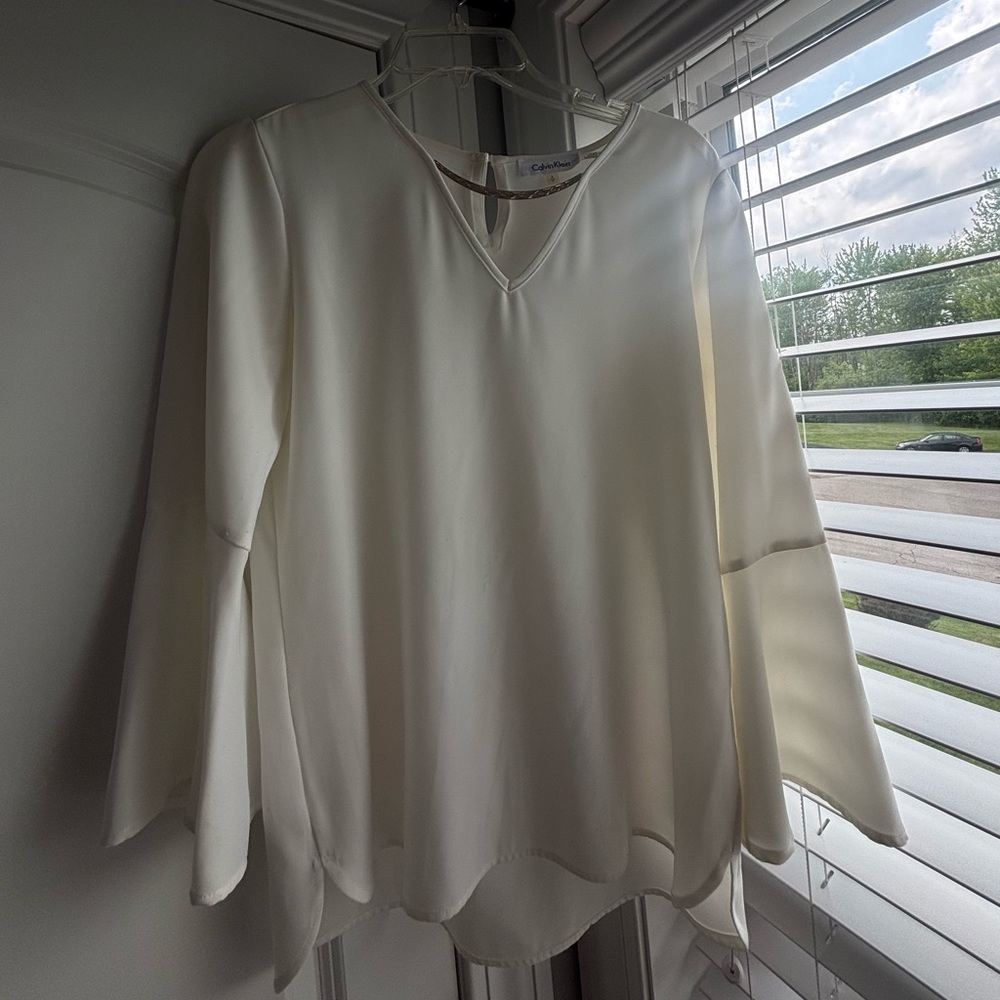 Calvin Klein Cream Asymmetrical Blouse